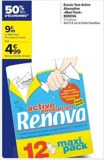 Carrefour Market Renova essuie-tout active absorption maxi pack offre