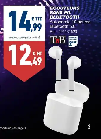 T'nb écouteurs sans fil bluetooth