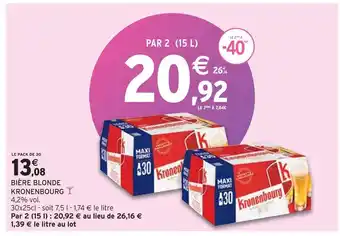 Intermarché Kronenbourg bière blonde offre