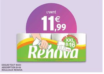 Intermarché Renova essuie-tout maxi absorption 8=16 rouleaux offre