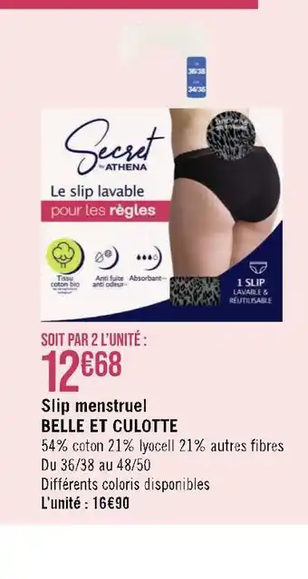 Athena slip menstruel belle et culotte