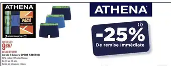 Athena lot de 3 boxers sport stretch