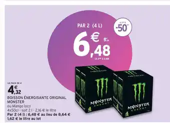 Intermarché Monster boisson énergisante original offre