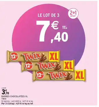 Intermarché Twix barres chocolatées xl offre