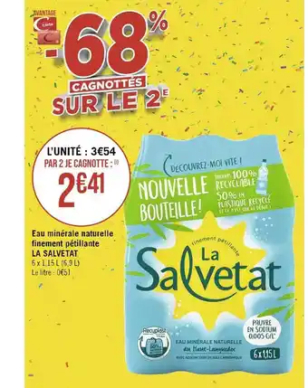 La salvetat eau minérale naturelle finement pétillante