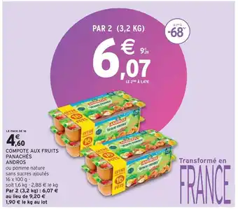Intermarché Andros compote aux fruits panachés offre