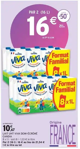 Intermarché Candia lait uht viva demi-écrémé offre