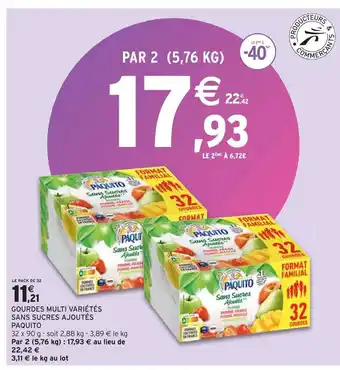 Intermarché Paquito gourdes multi variétés sans sucres ajoutés offre