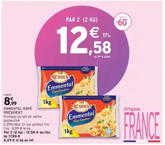 Intermarché Président emmental râpé offre