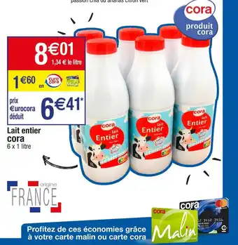 Cora x Carrefour Cora lait entier offre