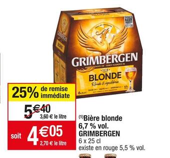 Cora x Carrefour Grimbergen bière blonde 6,7 % vol offre