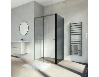 Brico Dépôt Paroi de douche latérale 80 cm noir mat verre fumé offre