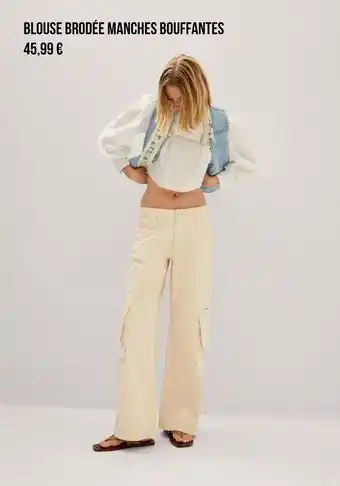 Blouse brodée manches bouddantes