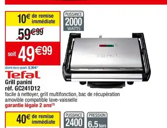 Cora x Carrefour Tefal Grill panini réf. GC241D12 offre