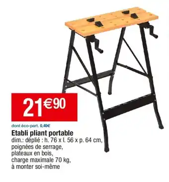 Cora x Carrefour Etabli pliant portable offre