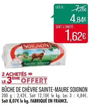 Match BÛCHE DE CHÈVRE SAINTE-MAURE SOIGNON offre