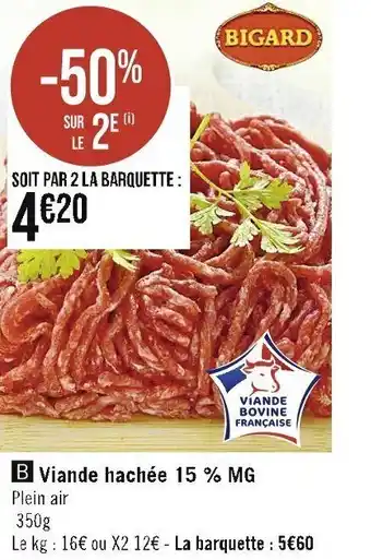 Casino Supermarchés Viande hachée 15 % MG offre