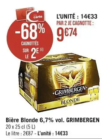 Casino Supermarchés Bière Blonde 6,7% vol. GRIMBERGEN offre