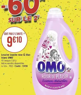 Casino Supermarchés Lessive liquide rose & lilas blanc OMO* offre