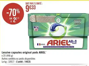 Casino Supermarchés Lessive capsules original pods ARIEL* offre