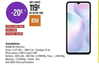Smartphone REDMI 9A 32GO Gris