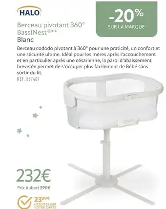 HALO Berceau pivotant 360° BassiNest®** Blanc