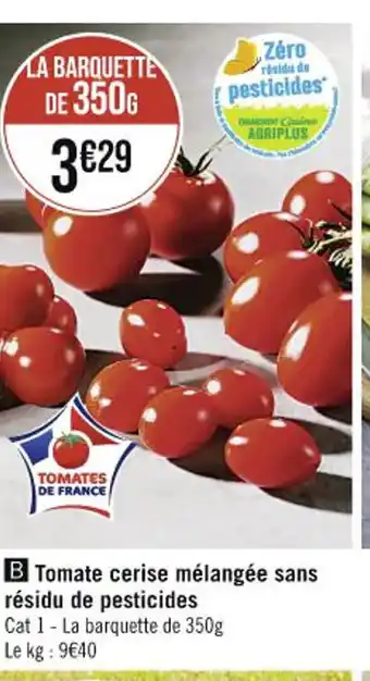 B Tomate cerise mélangée sans résidu de pesticides
