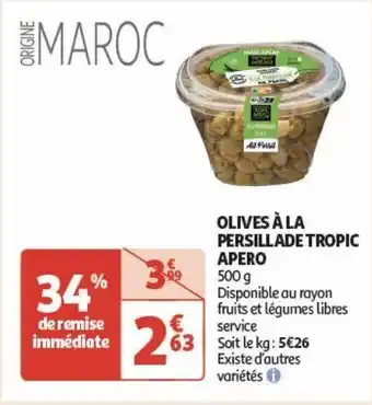 Auchan Olives a la persillade tropic apero offre