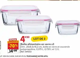Gifi Boîte alimentaire en verre x3 offre