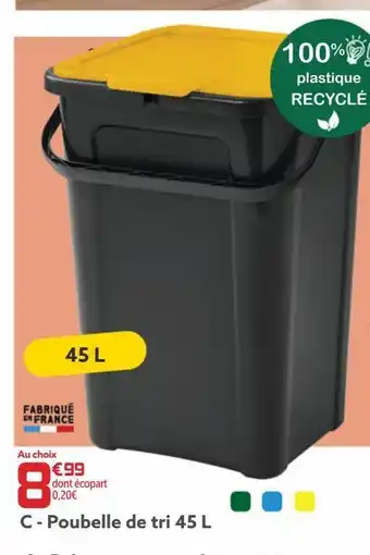 Gifi Poubelle de tri 45l offre
