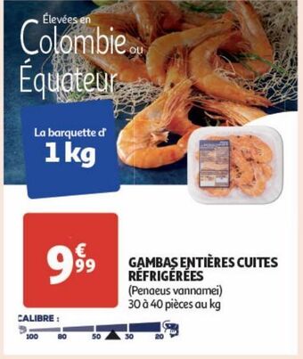 Auchan Gambas entieres cuites refrigerees offre