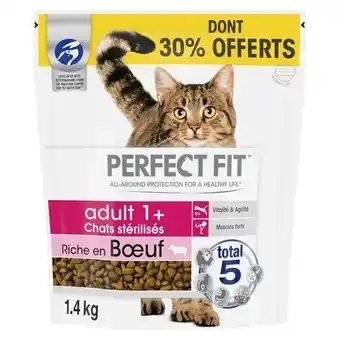 Auchan Croquettes pour chat adulte stérilisé riche en bœuf perfect fit offre