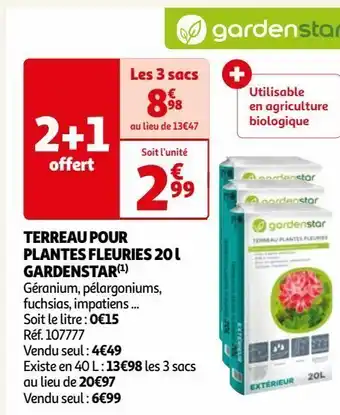 Auchan Terreau pour plantes fleuries 20 l gardenstar(1) offre