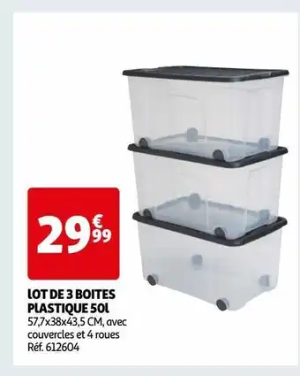 Auchan Lot de 3 boites plastique 50l offre