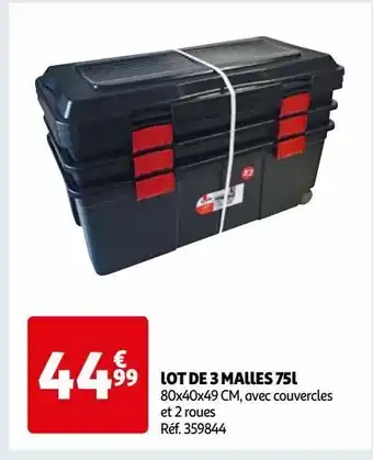 Auchan 99 lot de 3 malles 75l offre