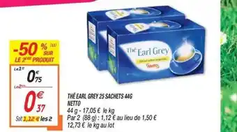 Netto Thé Earl Grey 25 Sachets 44g Netto offre