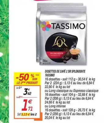 Netto Dosettes De Café L'or Splendente Tassimo offre