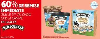 Auchan Supermarché Ben & jerry's 60% de remise immédiate sur le 2ème au choix sur la gamme de glaces ben & jerry's offre