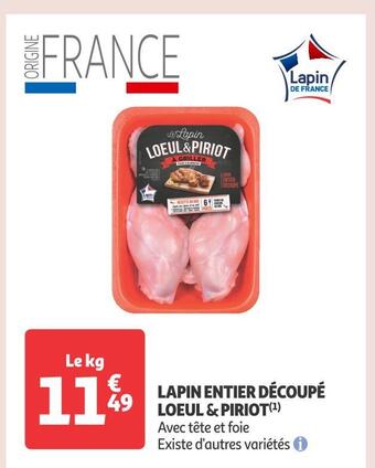 Auchan Supermarché Loeul & piriot lapin entier découpé offre