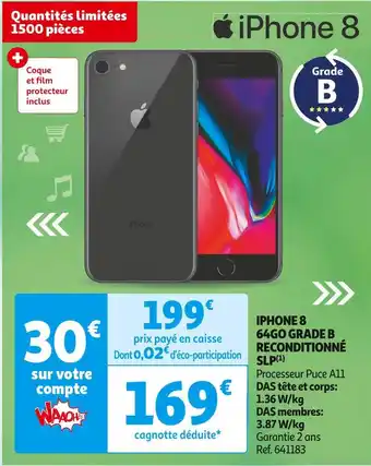 Auchan Apple iphone 8 64go grade b reconditionné slp offre
