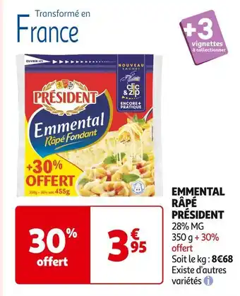 Auchan Supermarché Président emmental râpé offre