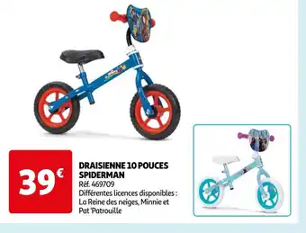 Auchan Spiderman draisienne 10 pouces offre
