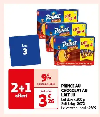 Auchan Lu prince au chocolat au lait offre