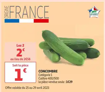 Auchan Supermarché Concombre offre