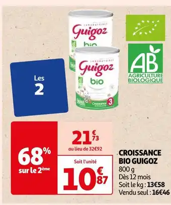 Auchan Guigoz croissance bio offre
