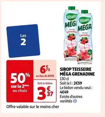 Auchan Teisseire méga sirop teisseire méga grenadine offre