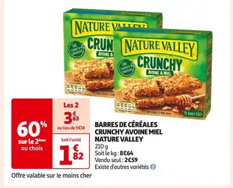 Auchan Supermarché Nature valley barres de céréales crunchy avoine miel offre