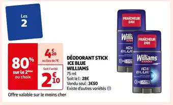 Auchan Williams déodorant stick ice blue offre