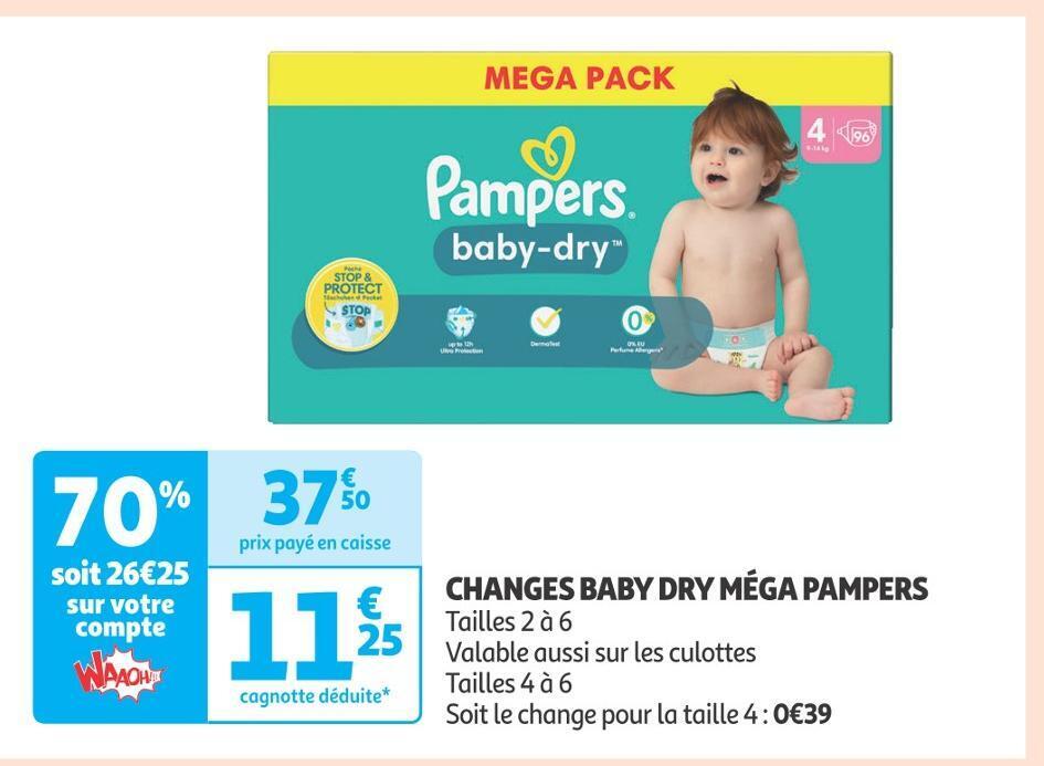 Promo Pampers changes baby dry méga chez Auchan Supermarché