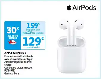 Auchan Airpods apple airpods 2 offre